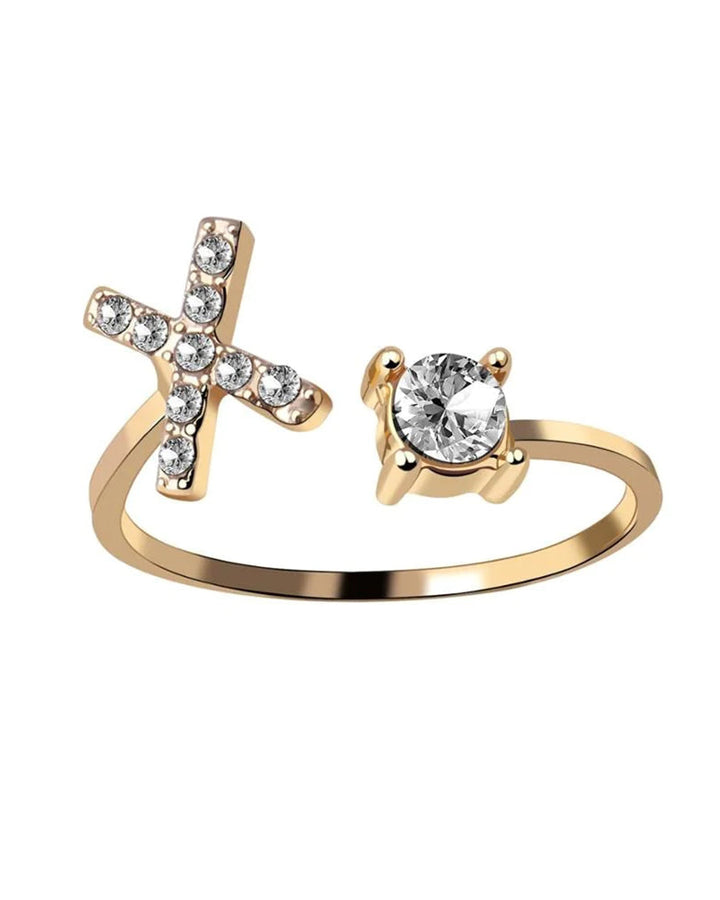 Bague ouverte en zircone avec initiales