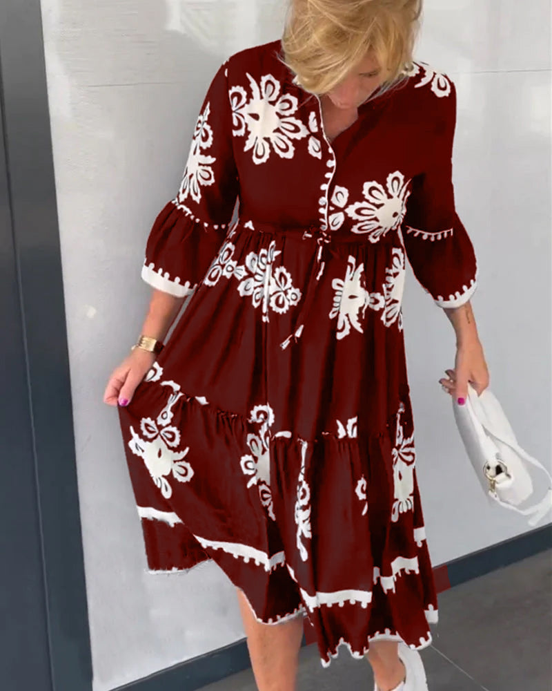 Robe à imprimé floral et manches 3/4