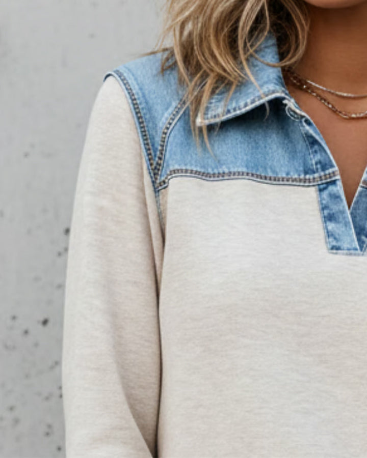 Sweat-Shirt Tendance Revers Panachage Assemblé