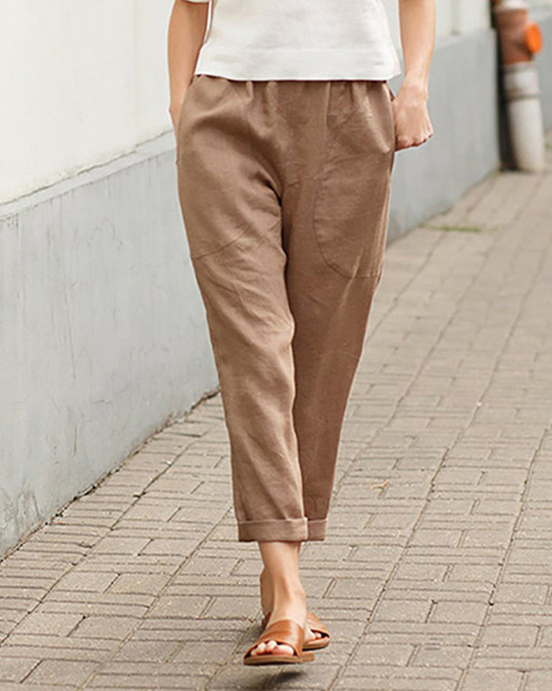 Pantalon décontracté de couleur unie
