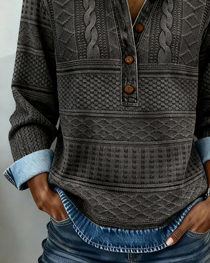Sweat Tendance Demi-Boutonné Revers