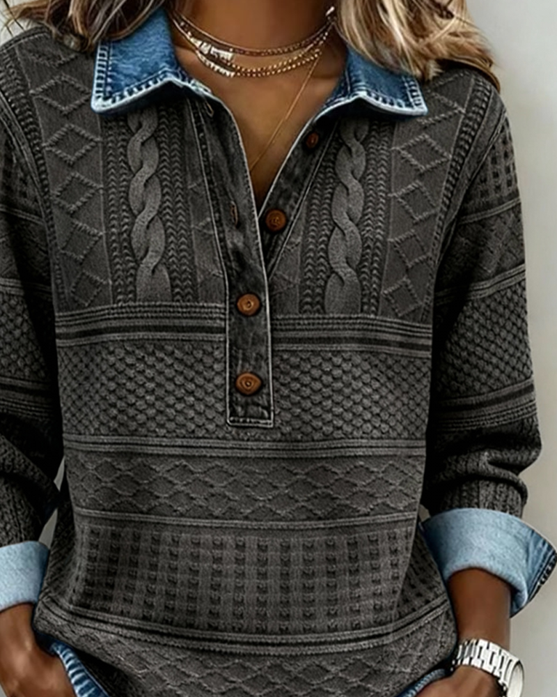 Sweat Tendance Demi-Boutonné Revers
