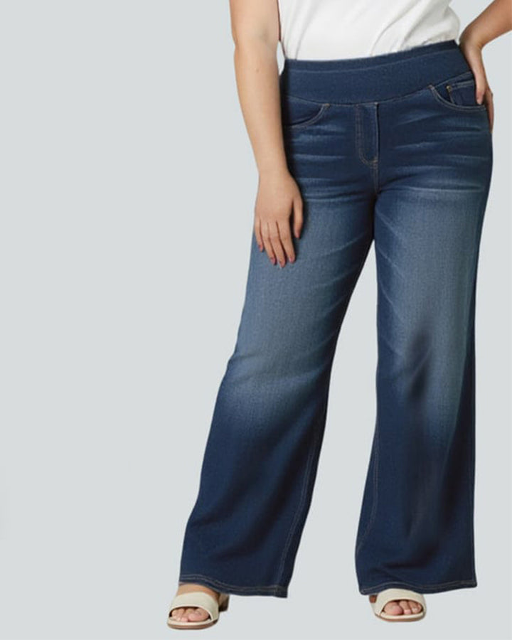 Denim Haute Taille Lavé Loose Baggy Décontracté