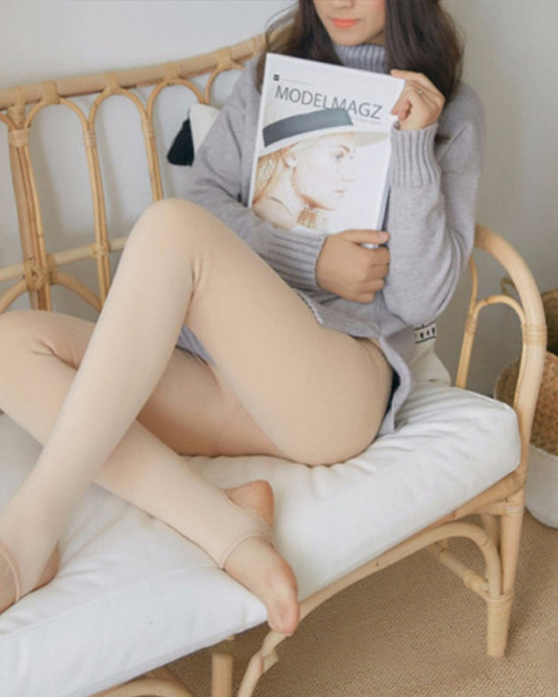Collants élastiques doublés de peluche chaude translucide pour jambes impeccables