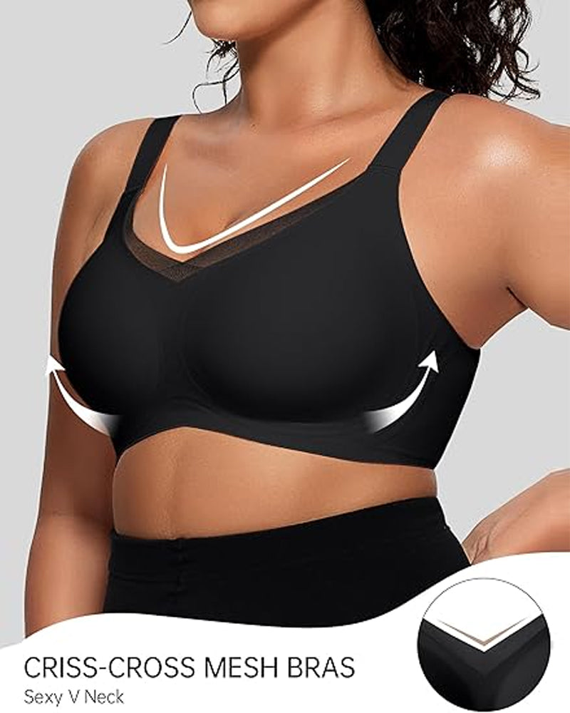 Soutien-Gorge Sans Armature Pour Femme En V Mesh – Bralette Confortable Et Offrant Un Bon Maintien