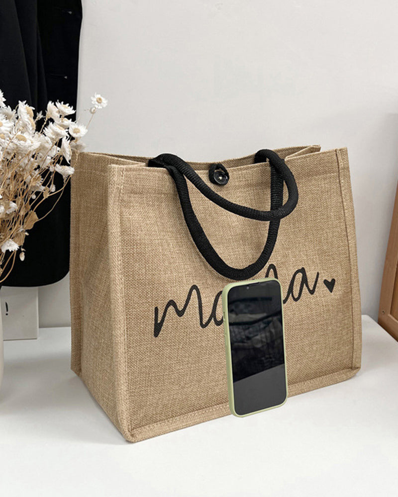 Sac à bandoulière grande capacité en lin portable