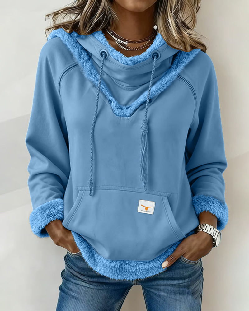 Sweat À Manches Longues À Détails Patchwork Et Poche