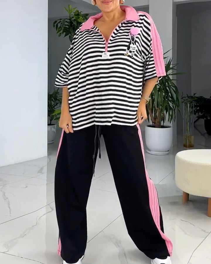 Costume Imprimé Rayé Pantalon Large