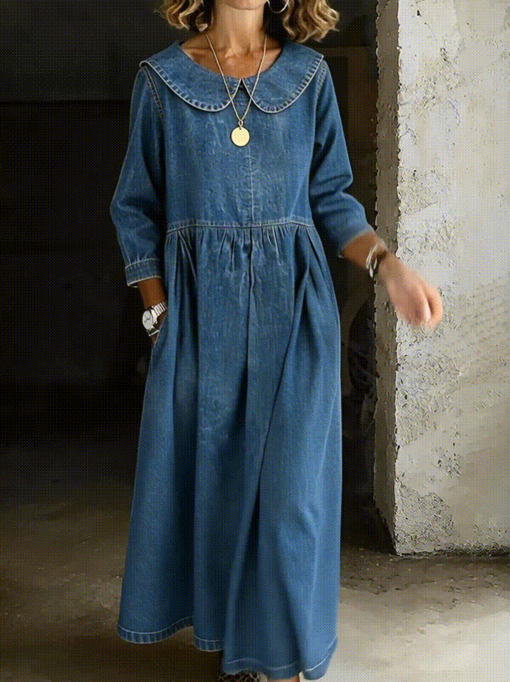 Manon | Robe en jean à col Peter Pan