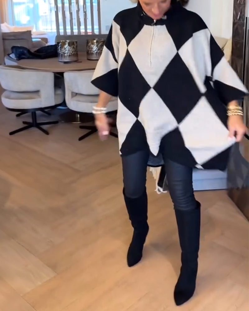 Pull Col Montant Argyle Irrégulier