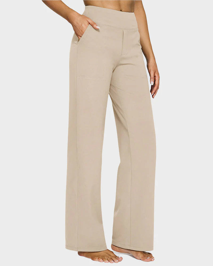 Pantalon Femme Taille Haute Extensible Décontracté Yoga Jambe Large
