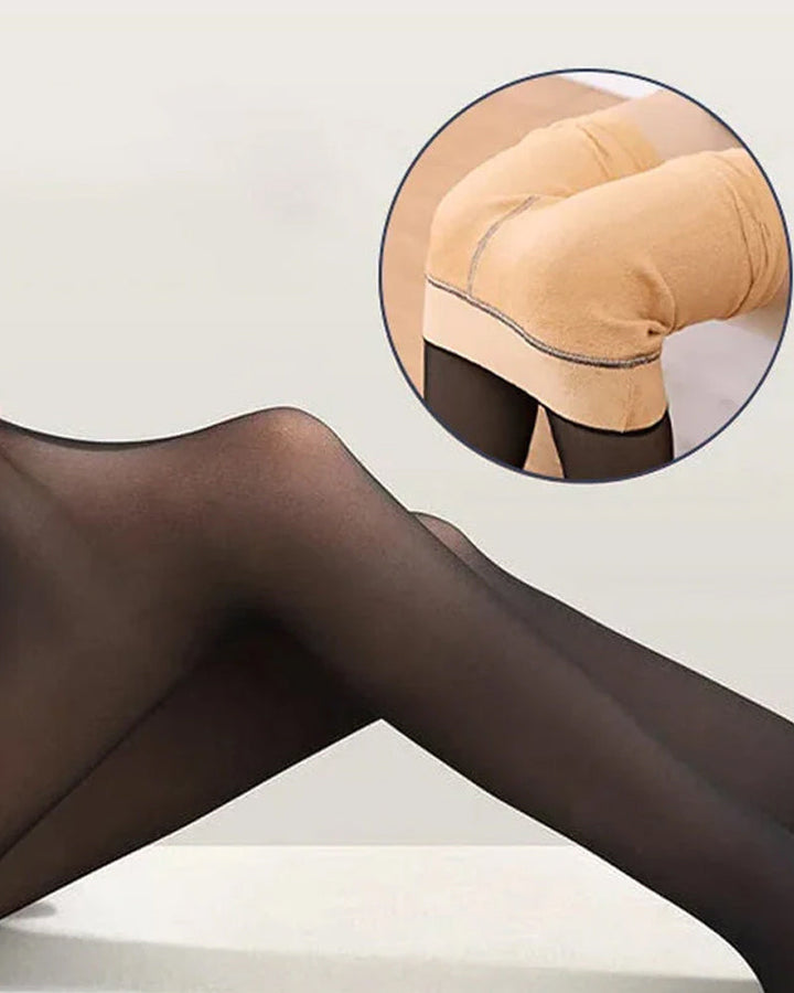 Collants élastiques doublés de peluche chaude translucide pour jambes impeccables
