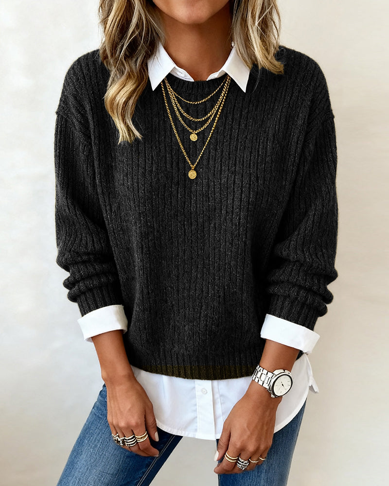 Pull À Col Chemise Avec Design Patchwork