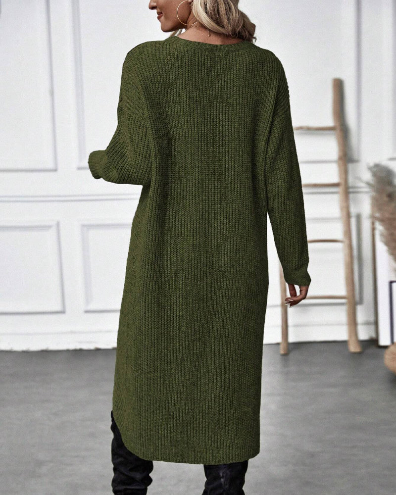 Robe pull de couleur unie à ourlet irrégulier
