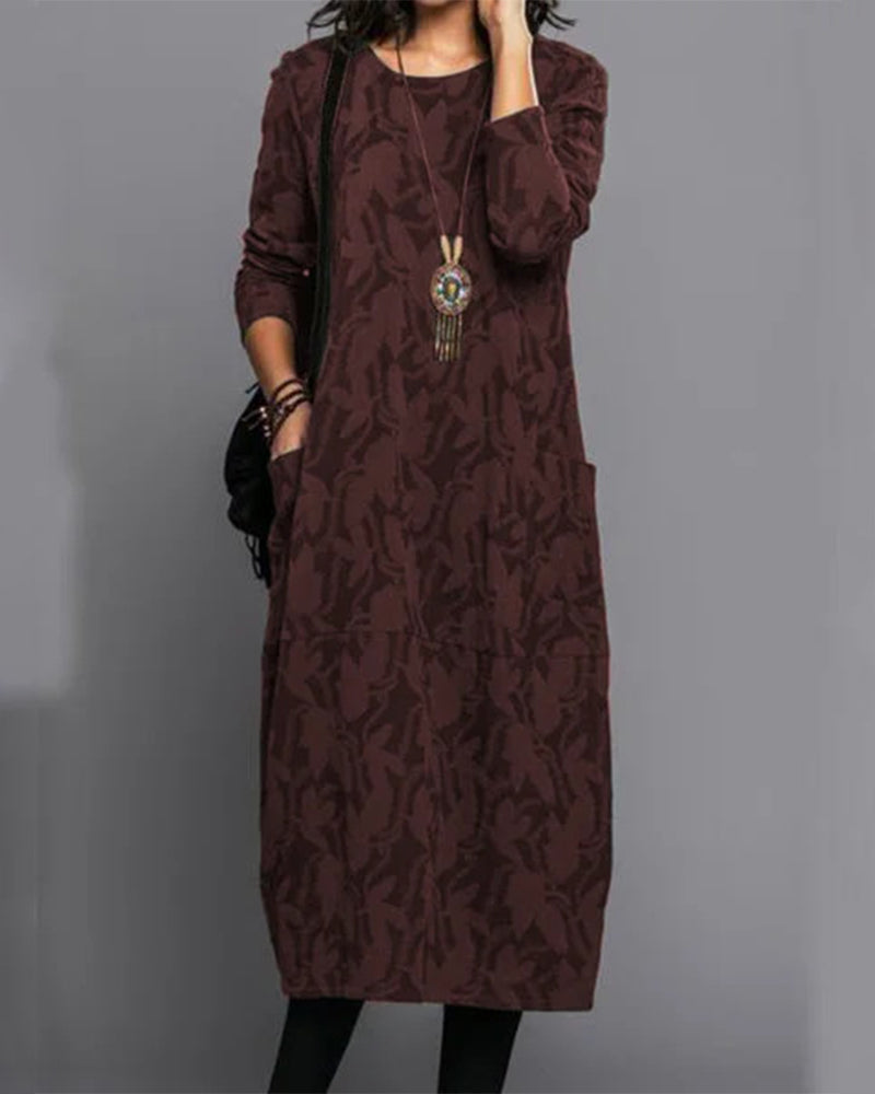Robe imprimée avec poche et manches longues