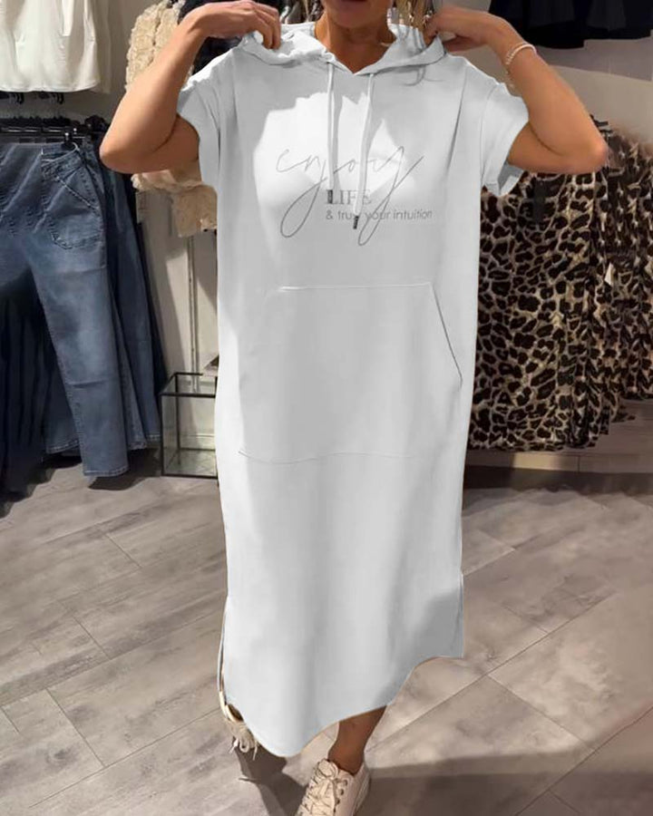 Robe À Capuche Décontractée Cordon
