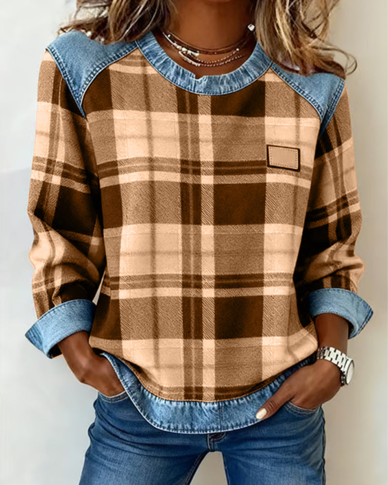 Sweat Tendance À Motif Patchwork À Carreaux