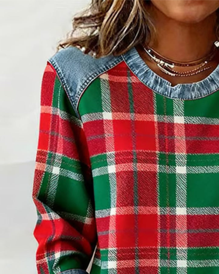 Sweat Tendance À Motif Patchwork À Carreaux
