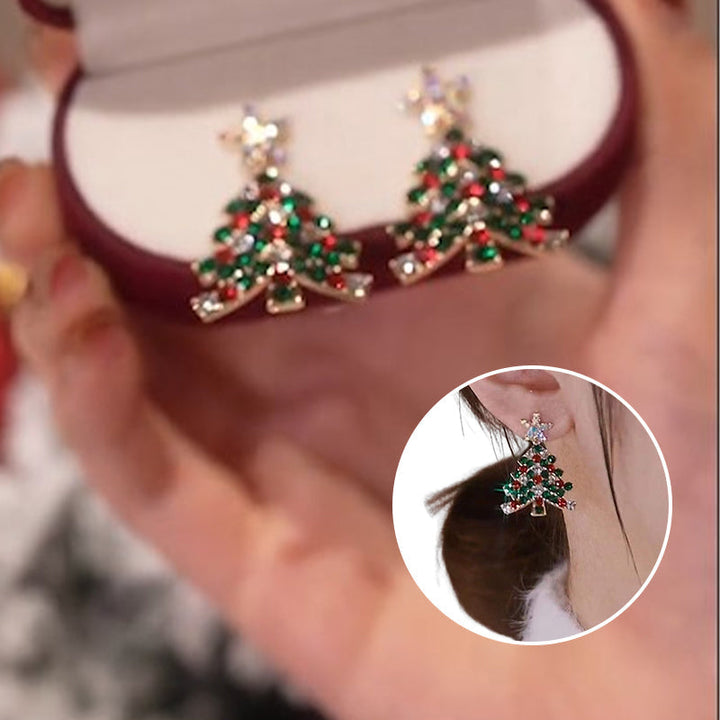 Boucles d'oreilles à tige en forme de sapin de noël