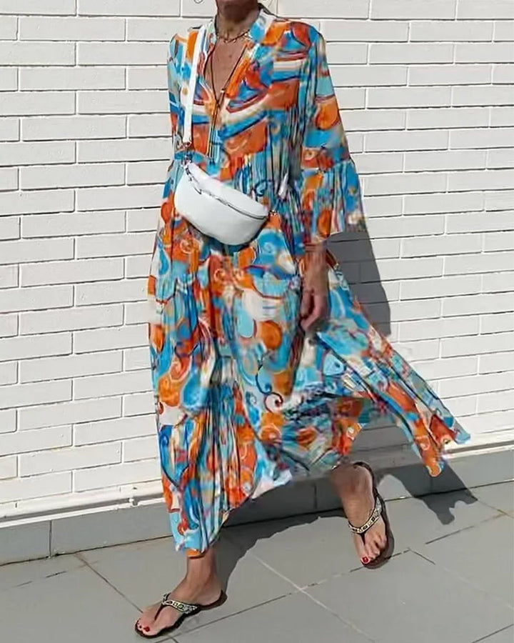 Robe à manches volantées et col en V