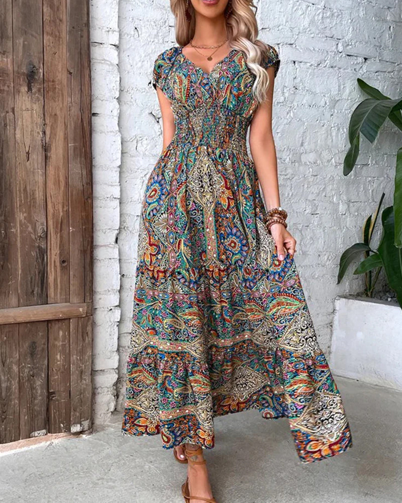 Robe élégante à imprimé vintage