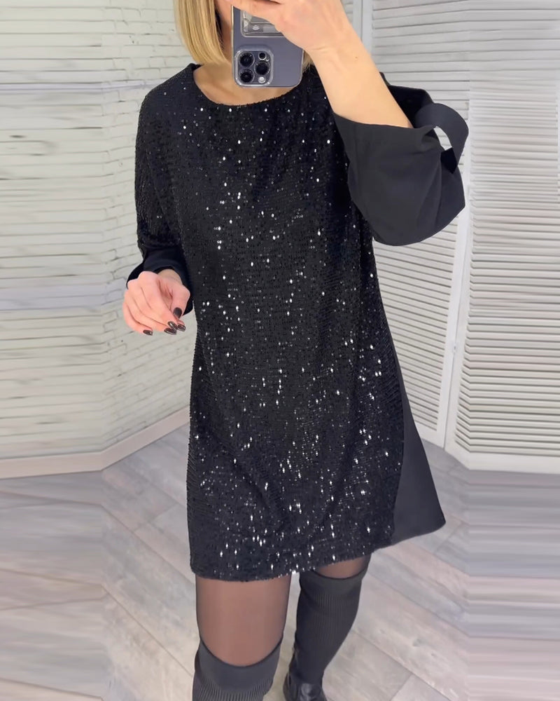 Robe à manches froncées et sequins