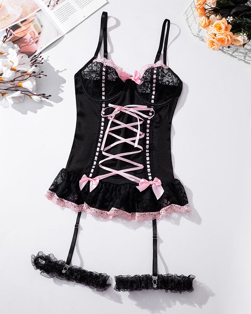 Lingerie Sexy En Dentelle Avec Nœud