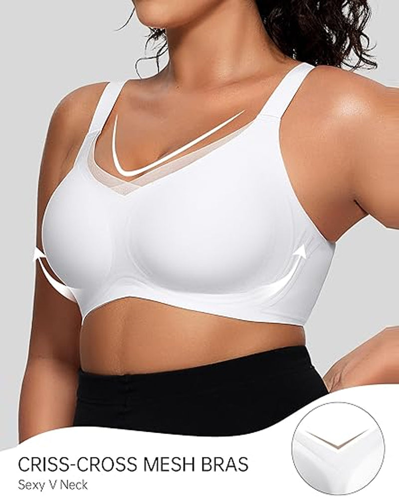 Soutien-Gorge Sans Armature Pour Femme En V Mesh – Bralette Confortable Et Offrant Un Bon Maintien