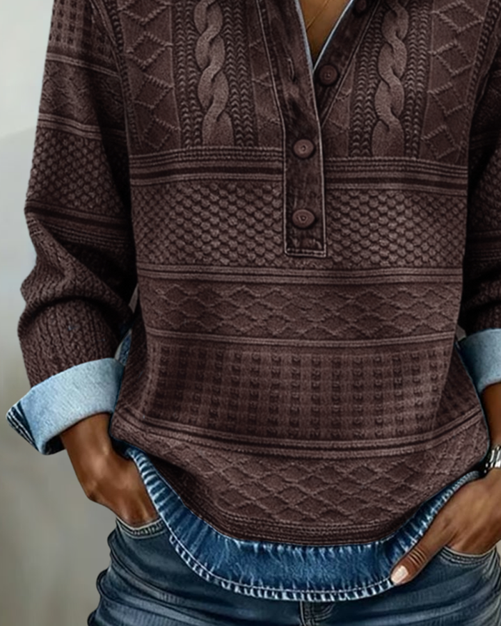 Sweat Tendance Demi-Boutonné Revers