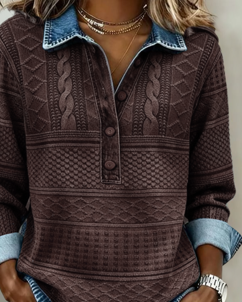 Sweat Tendance Demi-Boutonné Revers