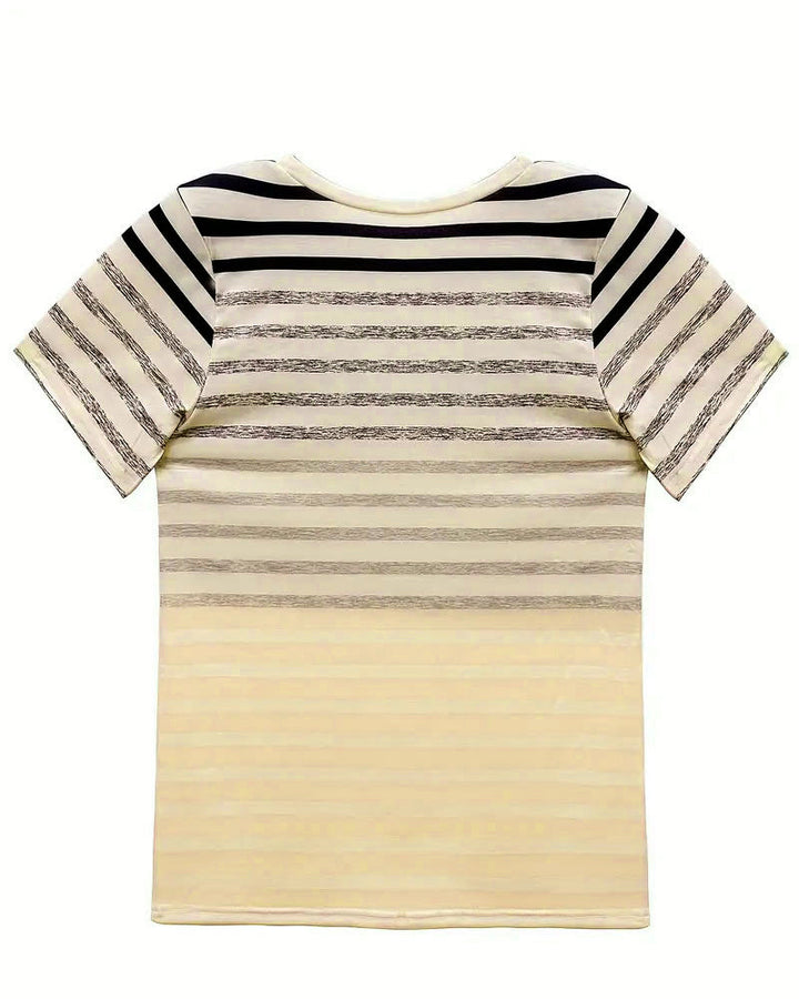 T-Shirt Col Rond Manches Courtes À Rayures