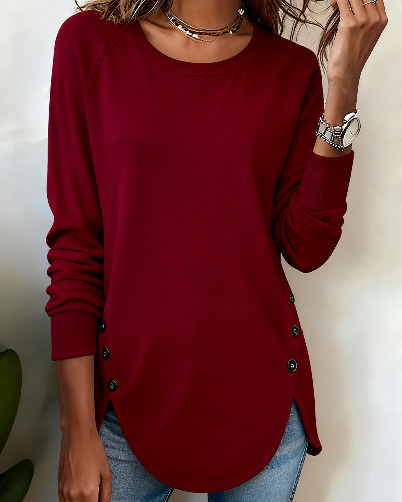 Swearshirt À Ourlet Irrégulier Et Manches Raglan