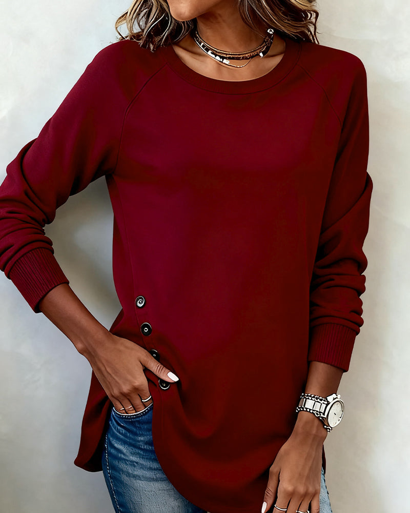 Swearshirt À Ourlet Irrégulier Et Manches Raglan
