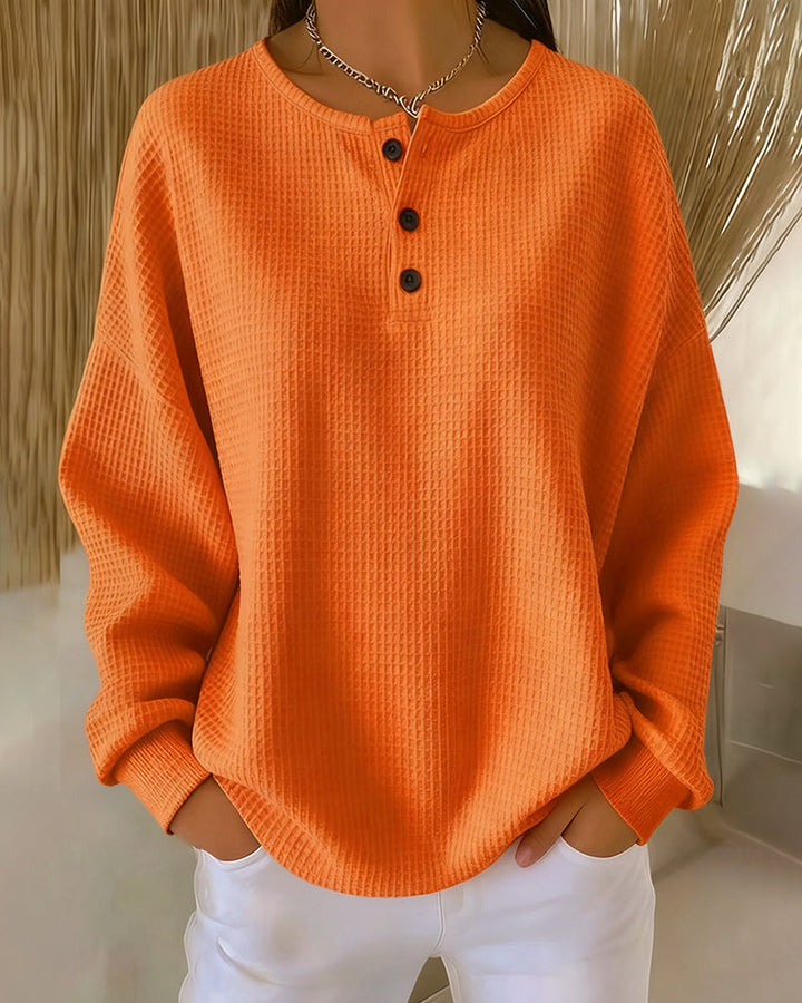 Sweat Tendance Décontracté Uni À Manches Longues