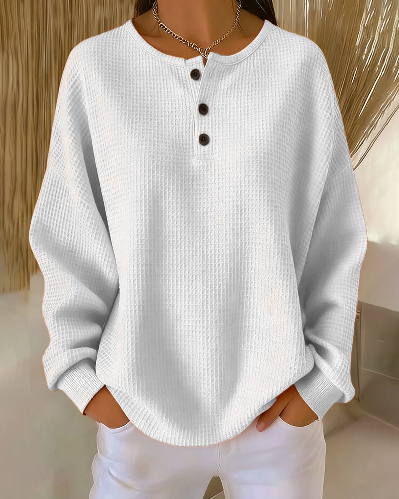 Sweat Tendance Décontracté Uni À Manches Longues