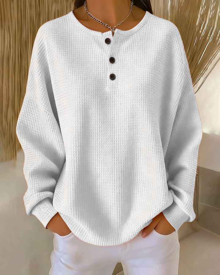 Sweat Tendance Décontracté Uni À Manches Longues