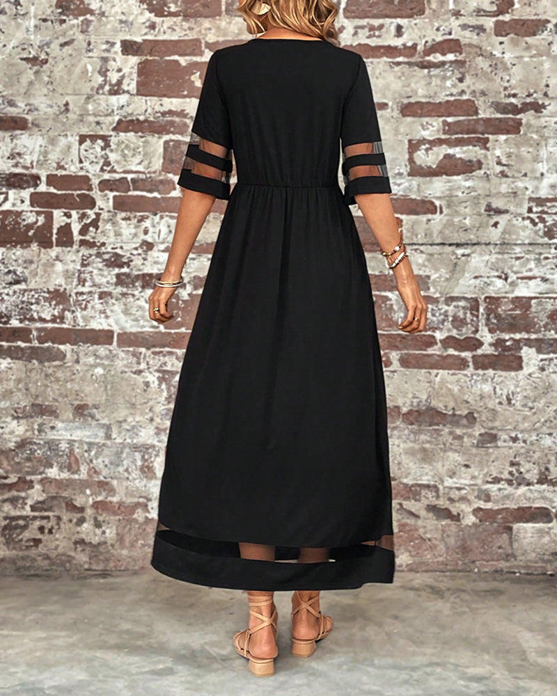 Robe élégante à Manches Mi-Longues Et Col Rond Décontracté