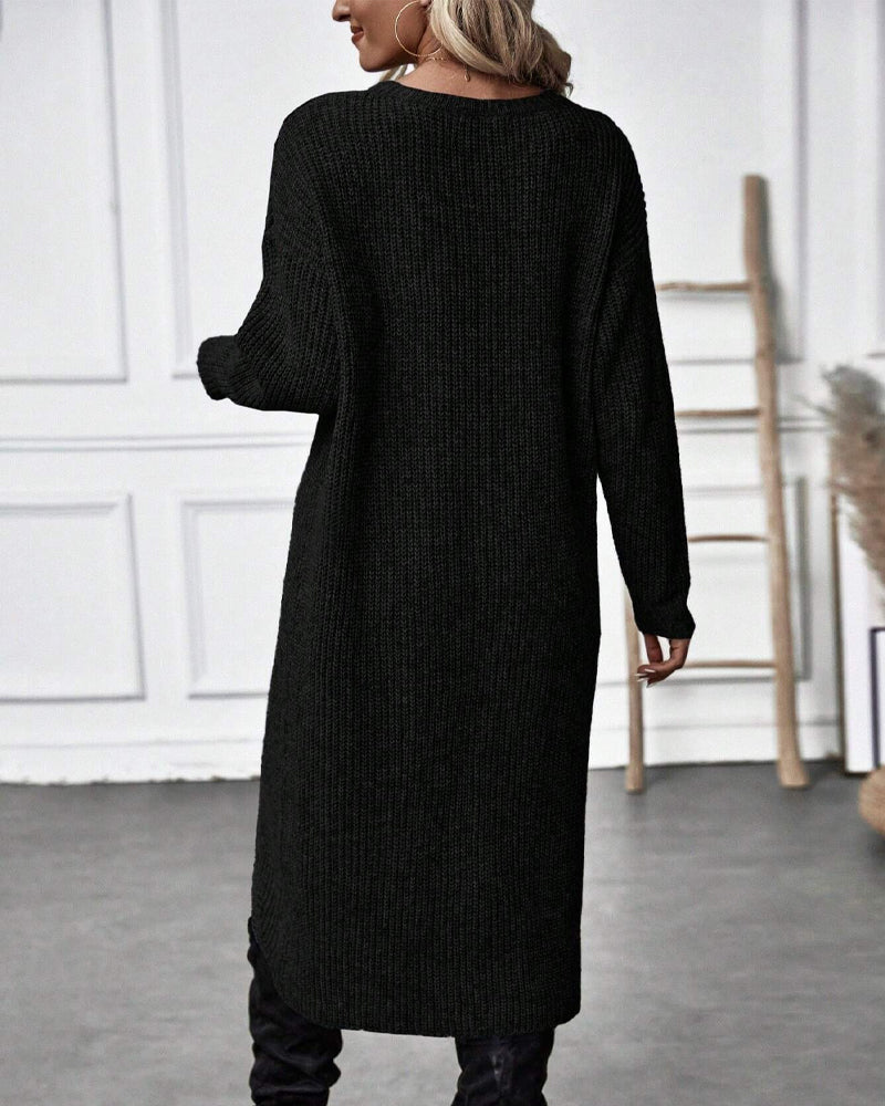 Robe pull de couleur unie à ourlet irrégulier