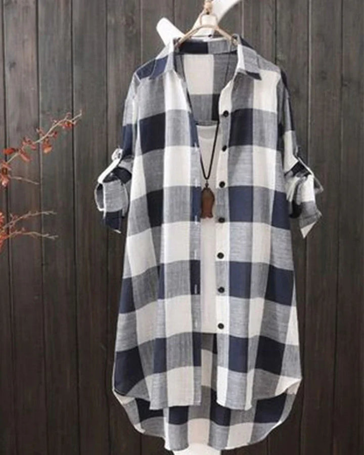 Chemise à manches longues avec imprimé à carreaux