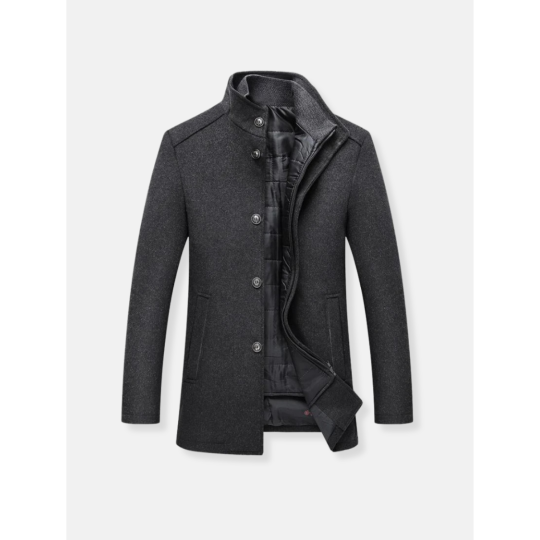 Aarav | Manteau long à manches longues avec fermeture zippée pour homme