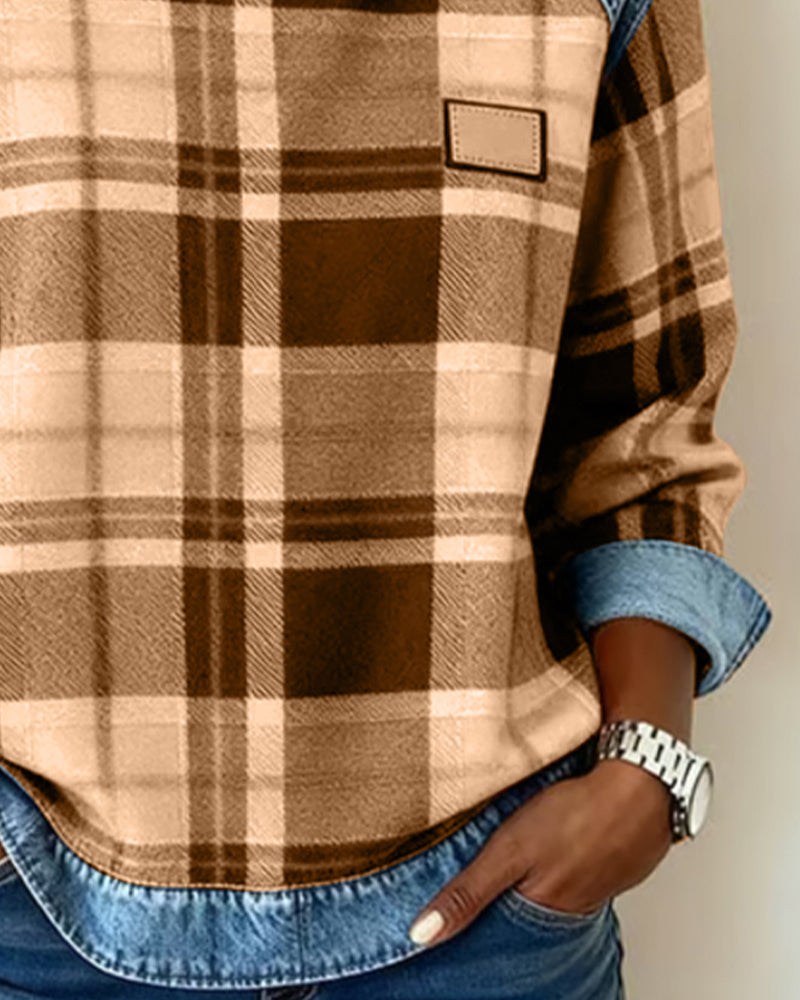 Sweat Tendance À Motif Patchwork À Carreaux