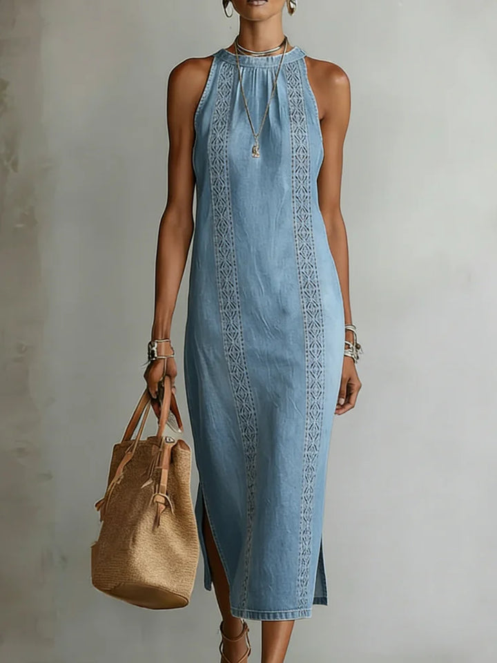 Soline | Robe en denim à dentelle rétro
