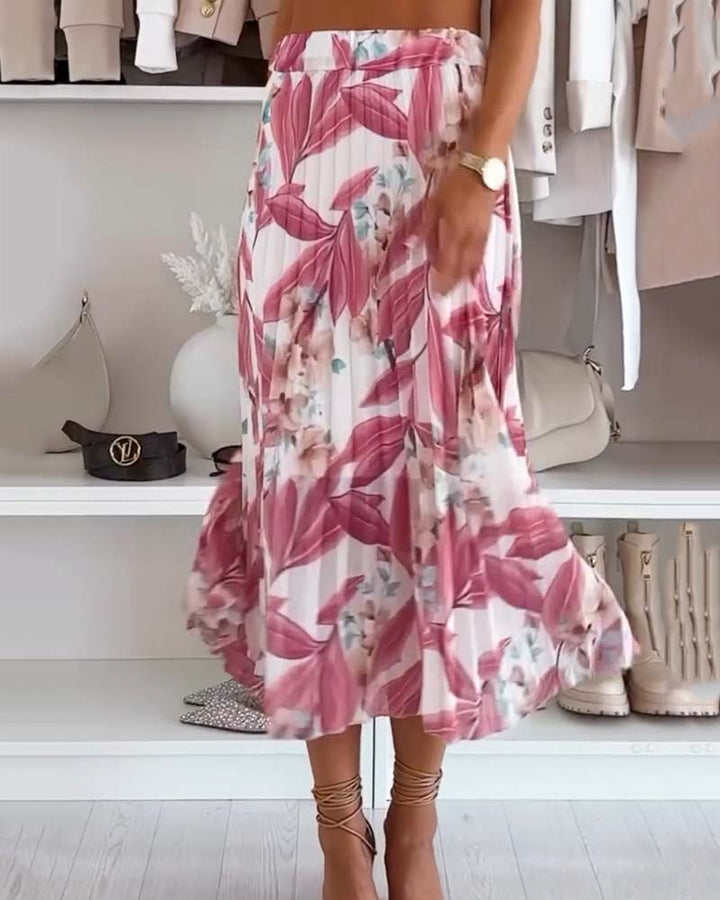 Jupe Plissée Accordéon Fleurie