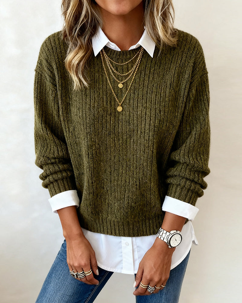 Pull À Col Chemise Avec Design Patchwork