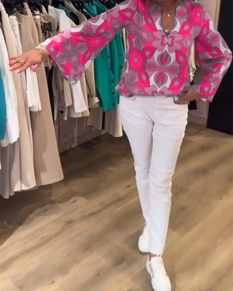Blouse imprimée ample et polyvalente