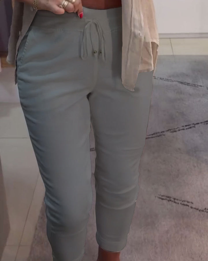 Pantalon Fuselé Décontracté Avec Cordon