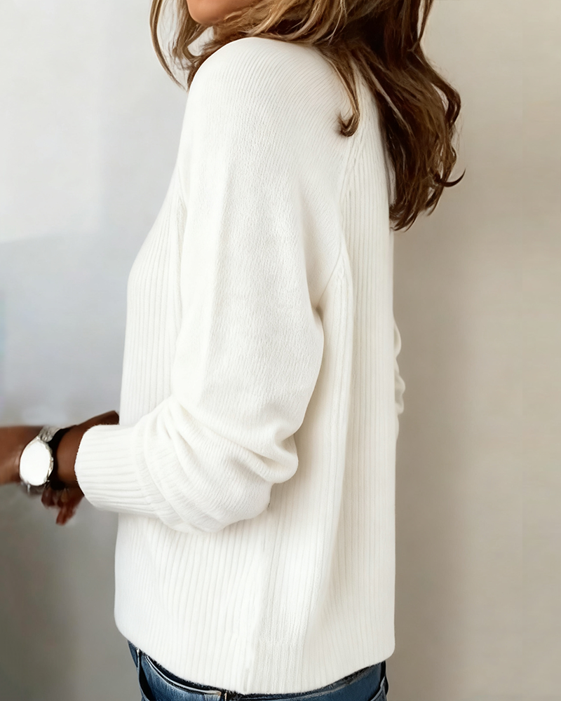 Pull Élégant Bouton Manche Raglan