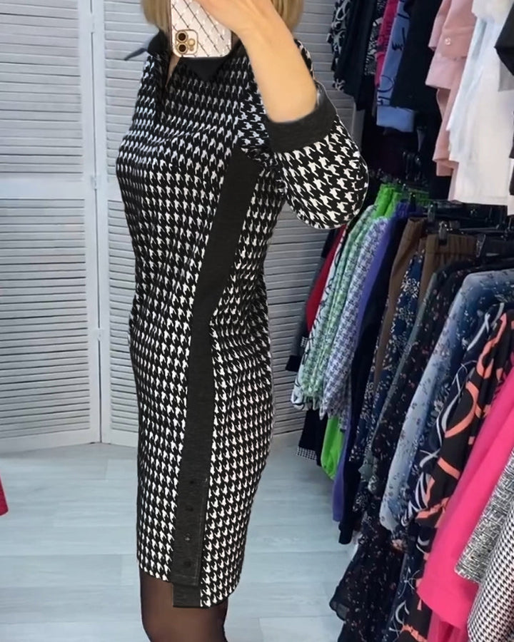 Robe à revers avec poche et carreaux