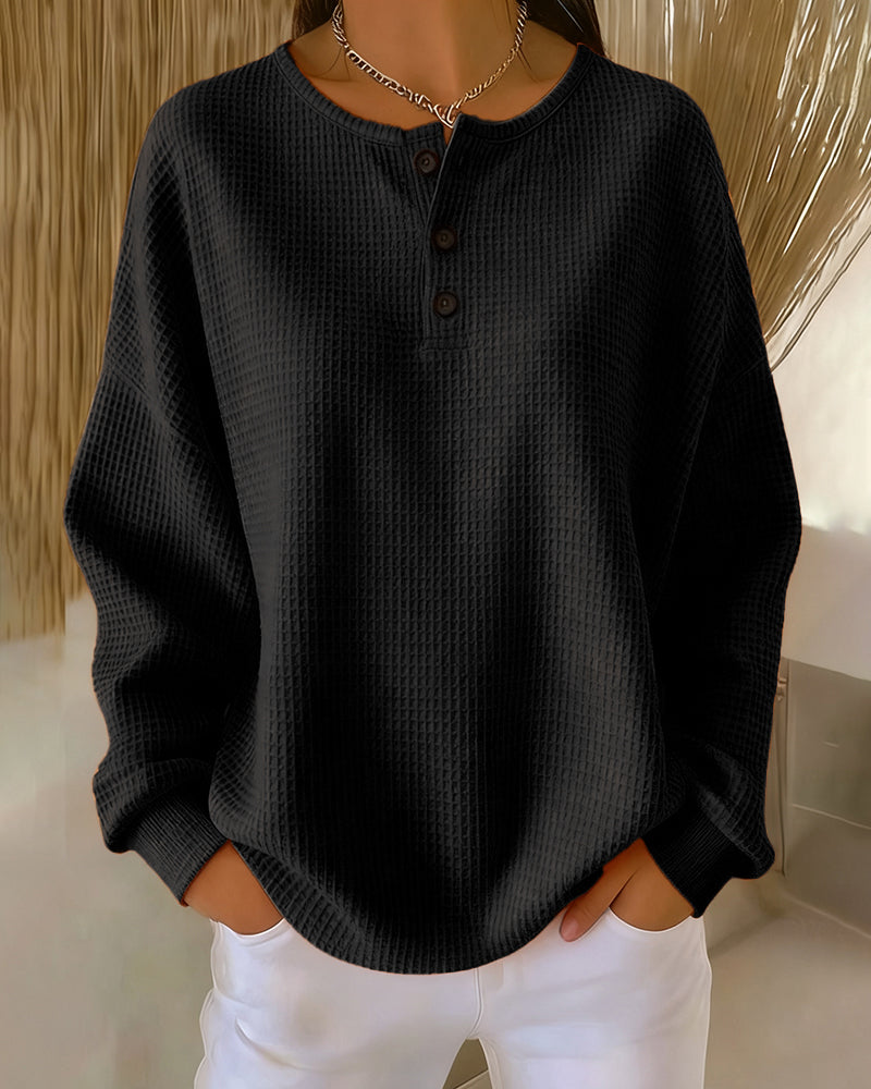 Sweat Tendance Décontracté Uni À Manches Longues