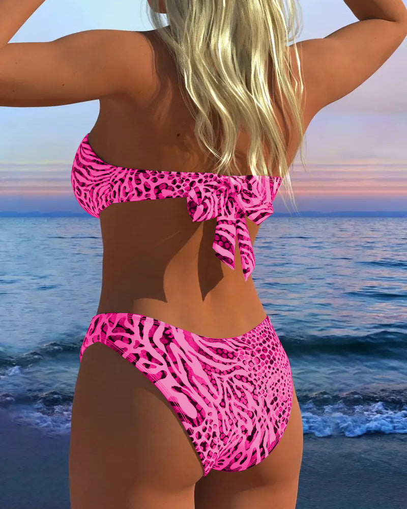 Maillot De Bain Sexy Imprimé Léopard Deux-Pièces